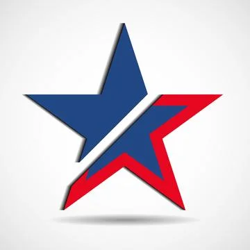 USA flag in star shape with shadow. American star. Vector illustration Illustrazione stock