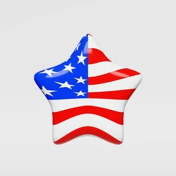 USA flag star white background United States Independence Day 3D rendering vo Stock Illustration