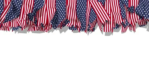 USA Flag Strip Waving in The Wind, United State of America Flag Stock Footage 230034667