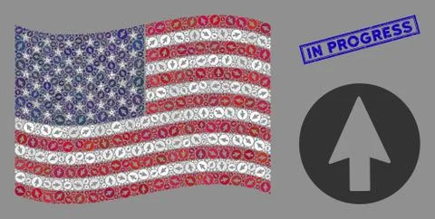USA Flag Stylized Composition of Rounded Arrow and Distress In Progress Stamp Stock Illustration