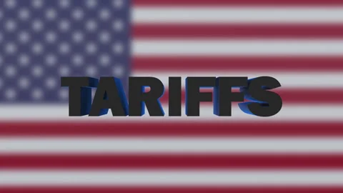 USA Flag with TARIFFS 3D Animation Text Appearing. Video stock 306135244