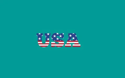 USA flag in text. American flag in letters. National emblem. Stock Illustration