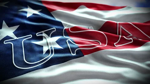 USA Flag with text USA. Waving American Flag, background Stock Footage 237600176