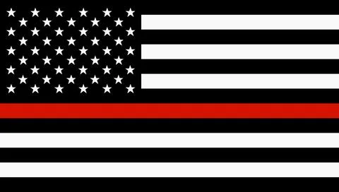 USA flag with thin red line firefighter support Stock Illustration