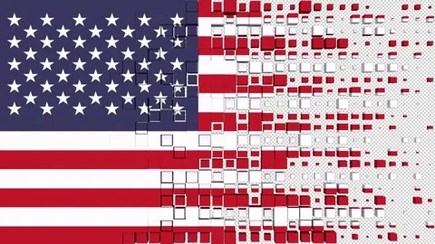 USA flag transitions pack – 3d render alpha channel. Stock Footage 308374692