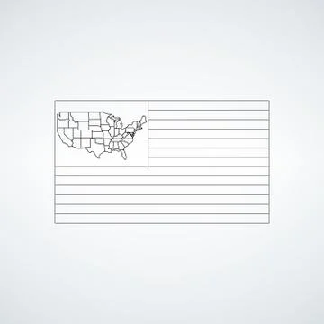 USA flag with usa map, linear style sign for mobile concept and web design. S Stock Illustration