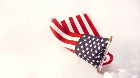 USA Flag vibrates in snow Stock Footage 18433289