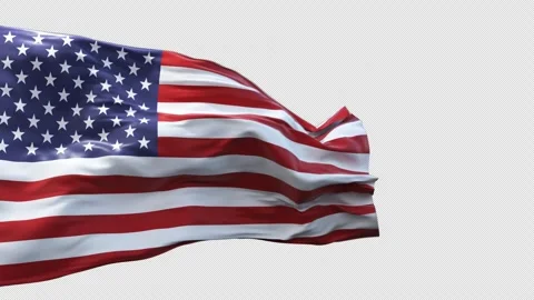 USA Flag Waving on Alpha Loop Stock Footage 312396253
