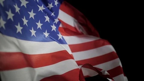 USA flag waving on black background Stock Footage 109400100