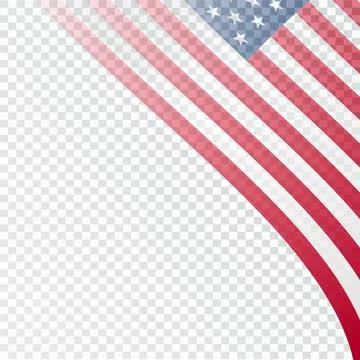 USA flag waving with empty space on transparent background. Vector Stock Illustration