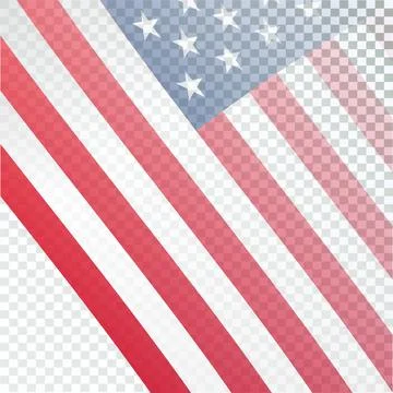 USA flag waving with empty space on transparent background. Vector Stock Illustration