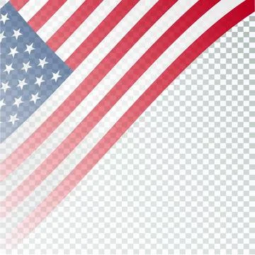 USA flag waving with empty space on transparent background. Vector Illustrazione stock