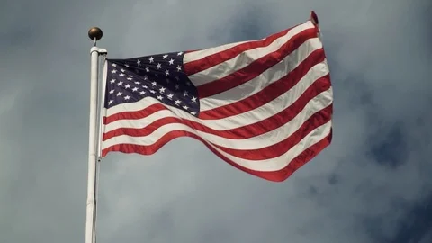 USA Flag Waving Slow Motion Stock Footage