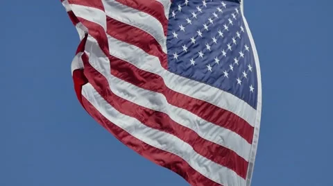 USA Flag - Waving on Strong Wind - 02 - Close Stock Footage 54295459