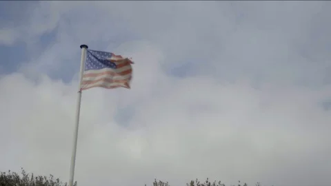 USA flag waving in the wind | 4K - VINTAGE STYLE WITH PROJECTOR Stock Footage 98662399