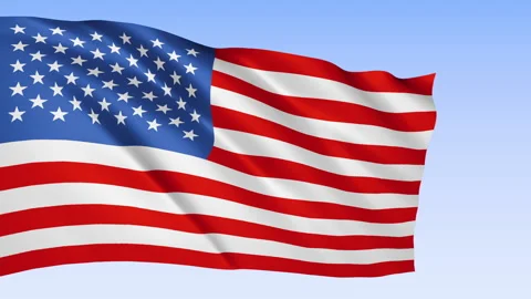 USA flag waving in the wind animation Stock Footage 171557989