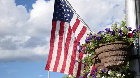 Usa Flag Waving In The Wind Video stock 53105273