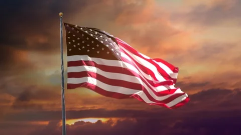 USA Flag Waving in Wind Stock Footage