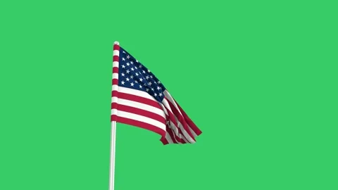 USA flag waving in the wind on a green screen background 스톡 동영상 281294040
