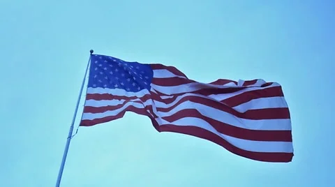 USA flag waving in the wind video Stock Footage 40300414