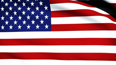 USA flag waving in the wind on white background Stock Footage 134876787