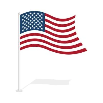 USA flag on white background. Developing United States flag. America flag an  Illustrazione stock
