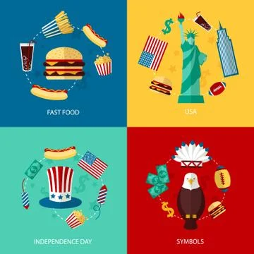 USA flat set Stock Illustration