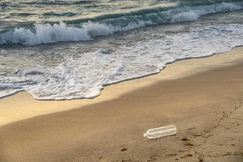 USA, Florida, Boca Raton, Plastic bottle on beach Stock Photos