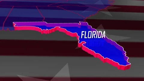 USA Florida Fly Into Animation Stock Footage 134815940