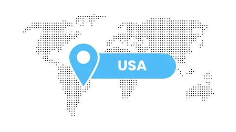 USA GPS location pinpoint tracking marker animation isolated on white background Stock Footage 331025245