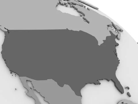 USA on grey 3D map Illustrazione stock