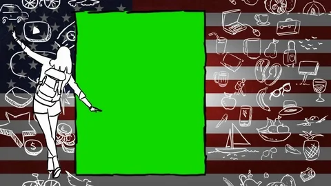 USA - Hand-drawn - Flag Loop - Illustration Stock Footage 90634857