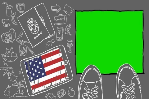 USA - Hand-drawn - touchscreen flag - Illustration - SD Stock Footage 90634658