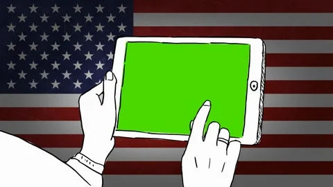 USA - Hand-drawn - touchscreen flag - Illustration Stock Footage 90634795