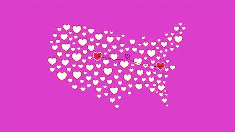USA heart map editable copy space template banner Stock Illustration
