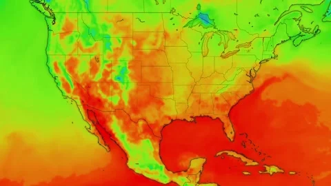 USA Heat Map Climate Forecast Infographic Weather Animation 4K Stock Footage 339842283