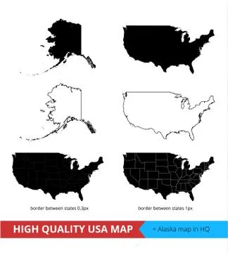 USA high quality vector map set Stock Illustration