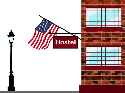 USA Hostels Vector Illustration Stock Illustration