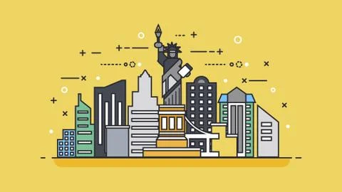 USA icon linear style Stock Illustration