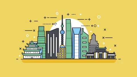 USA icon linear style Stock Illustration
