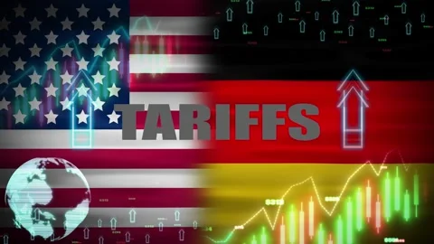 Usa increase tariffs on Germany concept animation with waving flags Stock Footage 315786792
