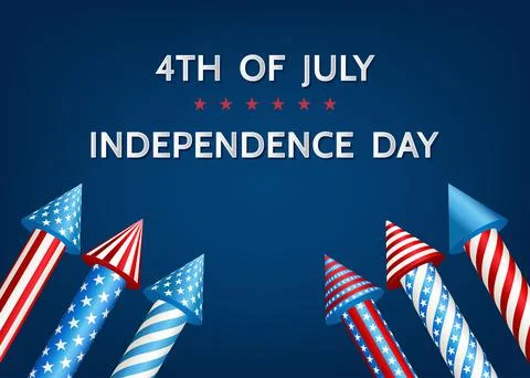 USA   Independence  Day background  with  firework  rockets. 스톡 일러스트