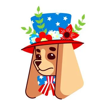 USA Independence Day card. Vector flat illustration of an American Cocker Spa Stock Illustration