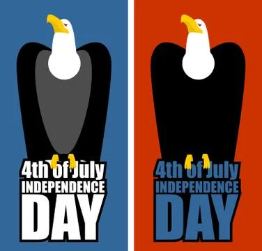 USA Independence Day. Eagle and lettering. Bird of prey sitting on letters. P Stock Illustration