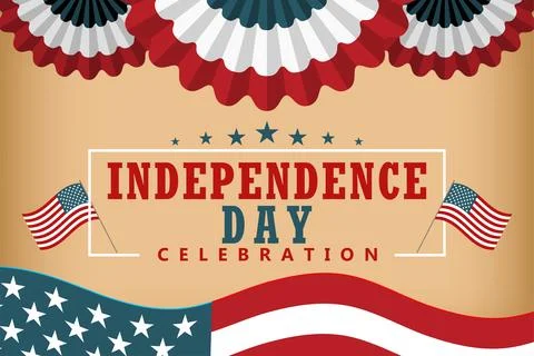 USA Independence Day vector banner. Vintage background with American flags,.. Stock Illustration