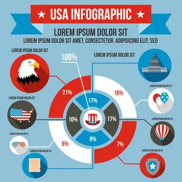 USA infographic, flat style Stock Illustration