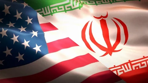 USA &amp; Iran Flags Video stock 113895482