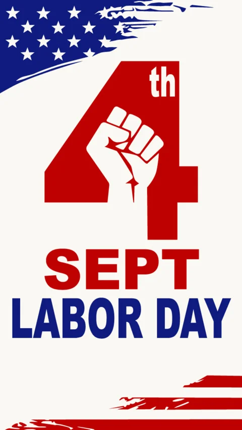 USA Labor Day September 4 Patriotic Background with American Flag Loop Anima Stock Footage 340931058