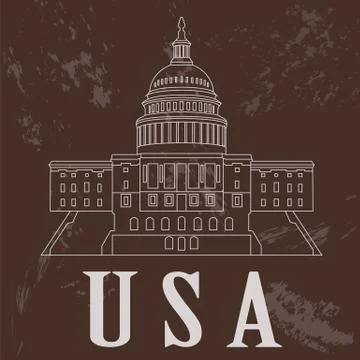 USA landmarks. Retro styled image Stock Illustration