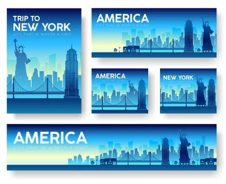 USA landscape vector banners set. Vector design illustration Stock Illustration
